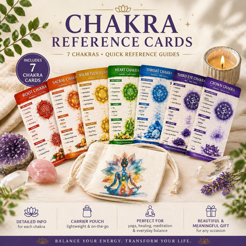 Chakra Reference Cards with Pouch, Laminated Spiritual Healing Guide
