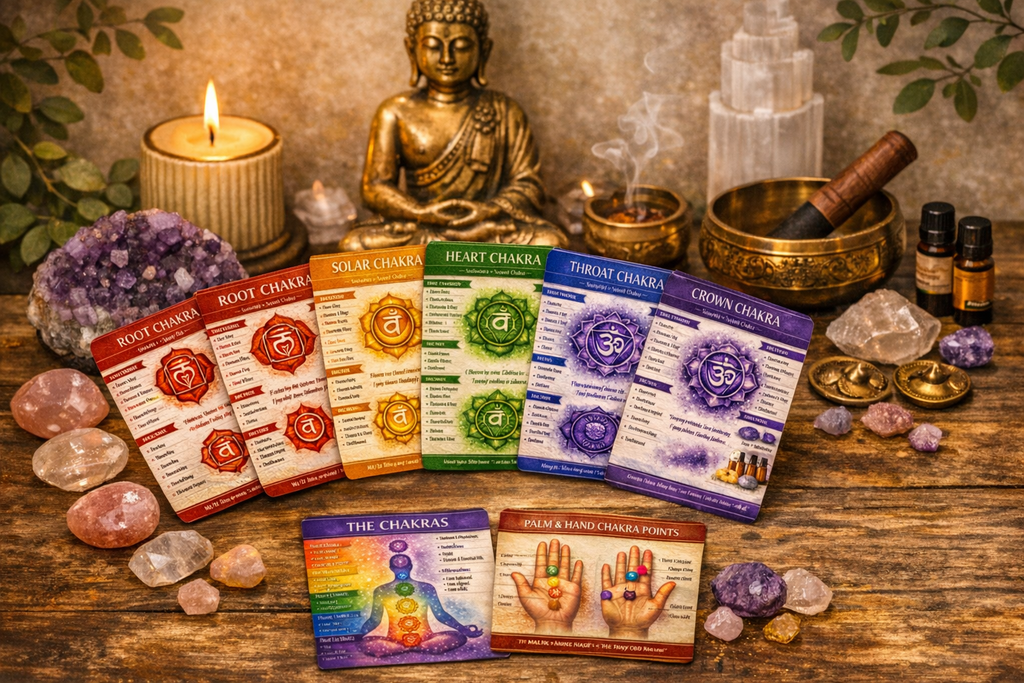 Chakra Reference Cards with Pouch, Laminated Spiritual Healing Guide